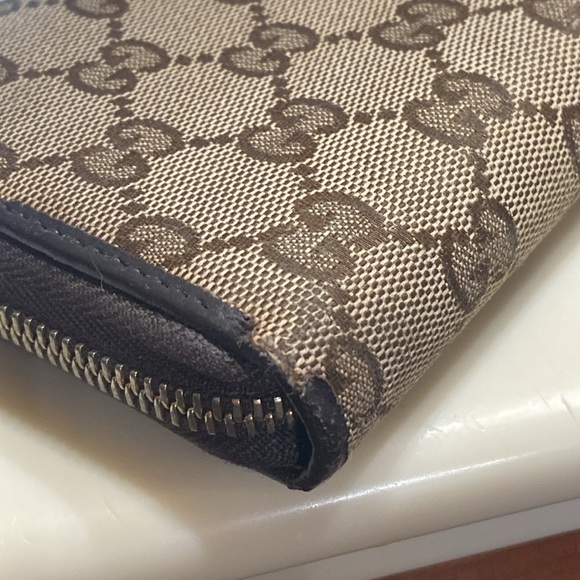 AUTHENTIC GUCCI LONG WALLET 308005 CANVAS & LEATHER HEART FOB ZIP AROUND - Picture 11 of 12
